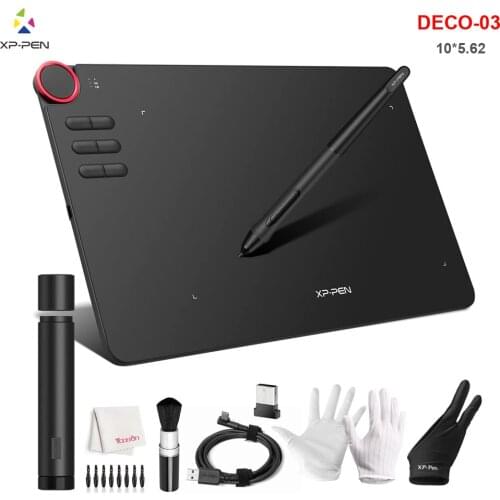 XP-Pen Deco 03 Wireless Digital Graphics Drawing Tablet with 8192 Level Battery-Free Passive Stylus and 6 Express Keys Dial Knob