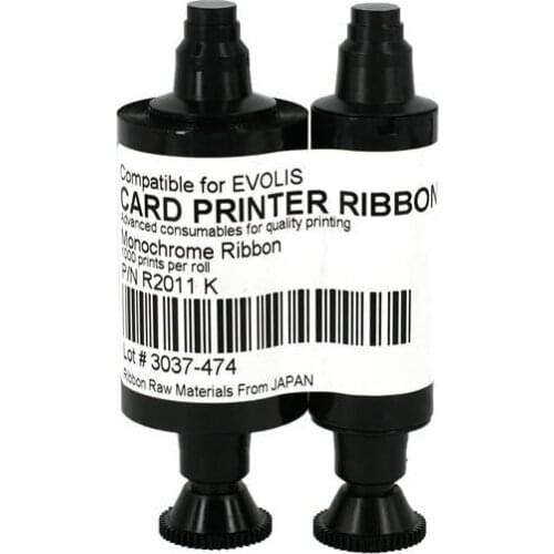 10rolls/lot Evolis R2011 black Compatible Ribbon for evolis Pebble Dualys Securion Printers 1000 prints/roll