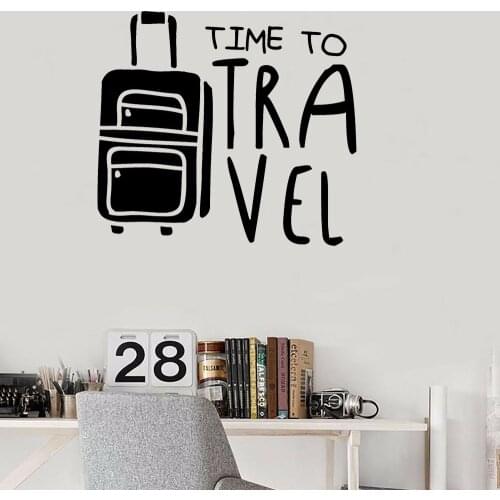 Travel Wall Stickers Time To Travel Vinyl Wall Decals Home Decor Living Room Decoration Explore Luggage Bedroom Art Murals Decal