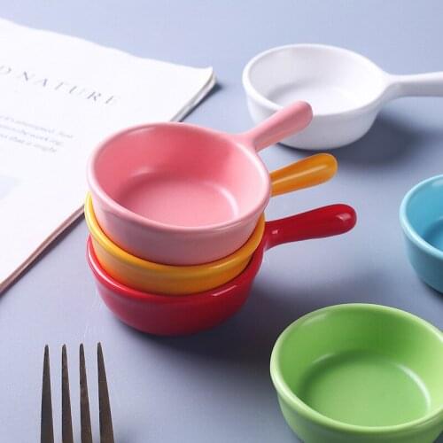 Nordic Style Soy Dipping Ceramic Vinegar Soy Sauce Dish Household Seasoning Saucer Snacks Handle Kitchen Handle Dish Free Ship