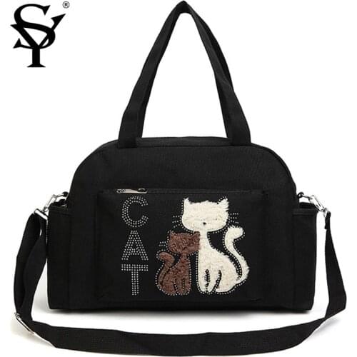 New cat canvas bag handbag shoulder bag Messenger bag Joker commuter leisure multifunctional Mommy bag