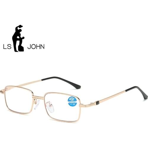 LS JOHN Square Reading Glasses Men Women Half-frame Anti Blue Light Eyeglasses Presbyopic Eyewear +1.0+1.5+2.0+2.5+3.0+3.5+4.0