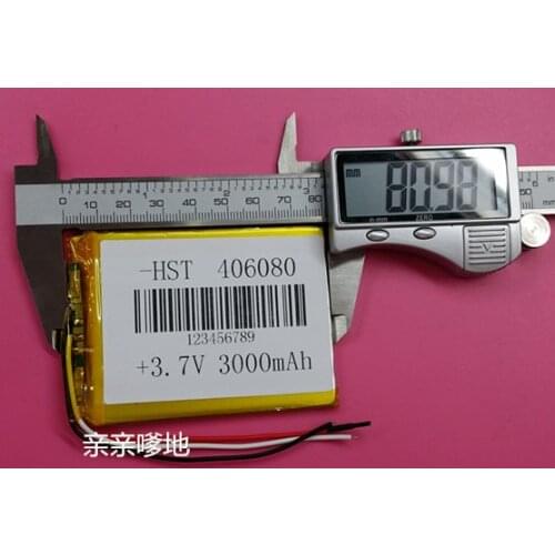 Original inch flat pocket PC 406080 3.7V 3000mAh three wire polymer battery three bags post Rechargeable Li-ion Cell