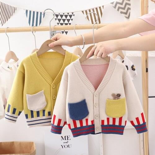 2021 Autumn Girls Cardigan Sweater Top New Baby Children Clothing Boys Girls Knitted Cardigan Sweater Newborn Outerwear Sweaters