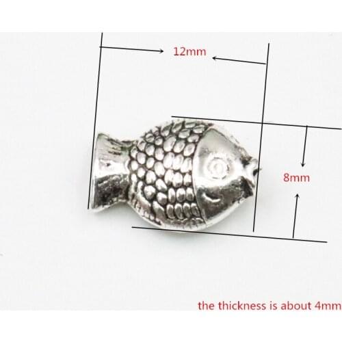 Fish Shape Pendant Tibetan Silver-color Wholesale 10PCS Spacer Beads for Jewelry Finding DIY Necklace Bracelet Craft 8x12mm A323