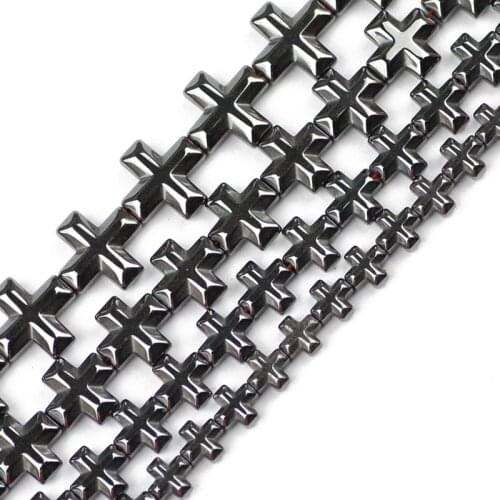 JHNBY Jesus cross Black Hematite beads Natural Stone 6/8/10/12MM High quality Loose beads Jewelry bracelet Making DIY Findings