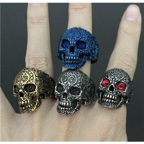 Size 7~14 Cool Eye Biker Skull Ring 316L Stainless Steel Personal Design Skull Ring