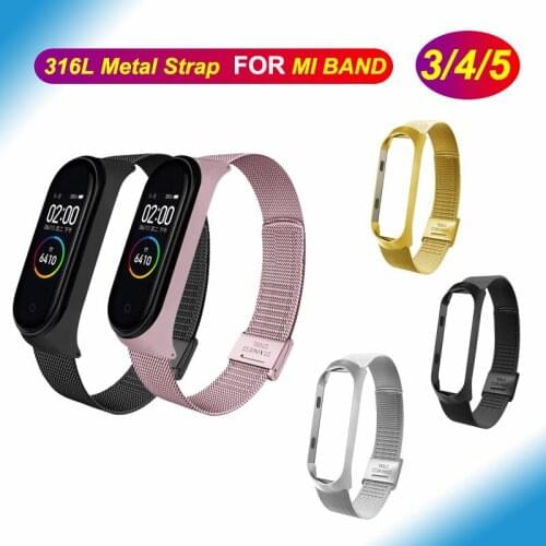 Fashion Steel Watch Strap For Mi Band 4 3 Strap Wristband smart Accessories Sport Bracelet For Mi Band 4 3 Strap Replacement