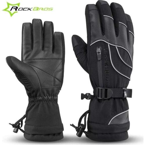 Rockbros Winter Cycling Gloves Men Women Fleece Warm Bicycle Bike Gloves Waterproof Outdoor Sport Hiking Ski Snowboard Gloves