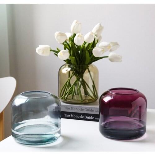 Light luxury Transparent Glass Vase Living Room Dried Flowers Ornaments Table Decoration Creative Simple Nordic Thick Vases