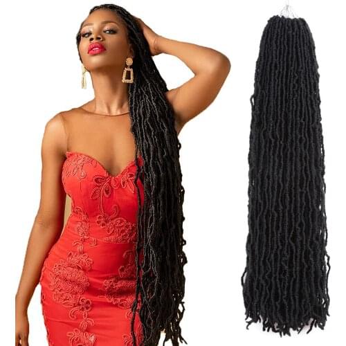 Extra Long Nu Locs Crochet Hair Soft Faux Locs Extensions Synthetic Braiding Dreadlocs Hair Pre-Looped Crochet Interlocking