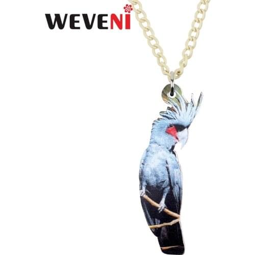 WEVENI Acrylic Blue Probosciger Aterrimus Bird Pendant Chain Collar Novelty Animal Jewelry Necklace For Women Girls Gift Bijoux