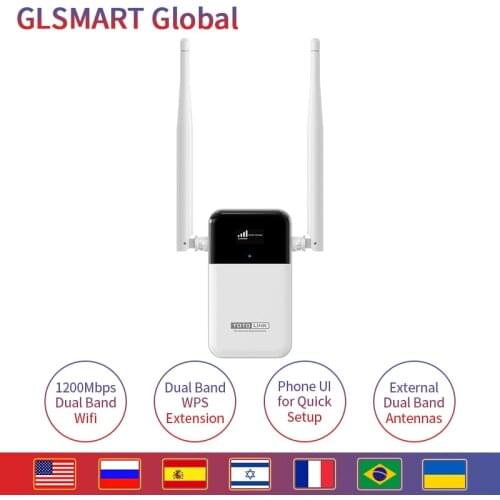 TOTOLINK EX1200L WiFi Repeater 2.4G&5G Dual Band Wireless WiFi Booster With Two External 5dbi Antennas Easy Setup