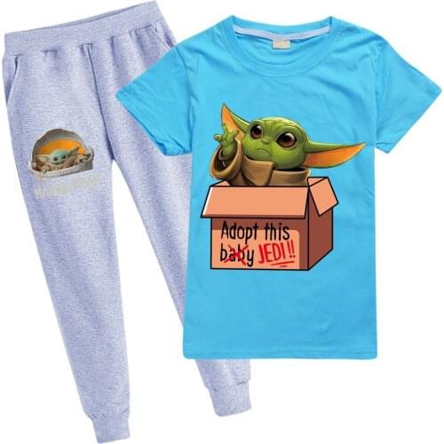 Baby Yodas Funny Children Boys Girls Clothing Cotton Long Sleeve Letter Set Kids Clothes Tracksuit Baby T-Shirt Pants