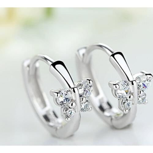925 Sterling Silver Butterfly Earrings Female Zircon Hoop Earrings For Girls Fashion Wedding Party Gift Fine Jewelry