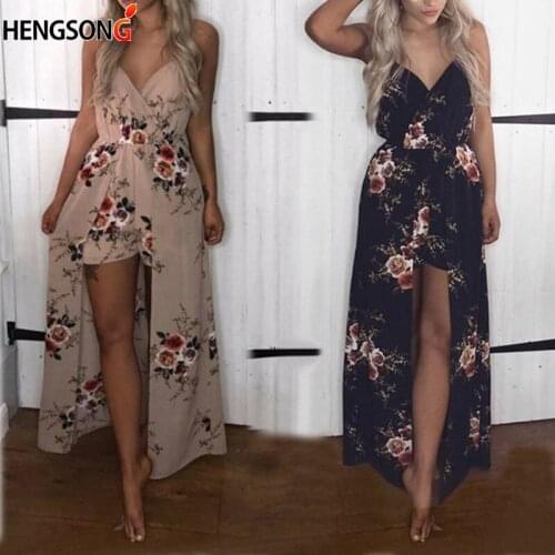 Boho Women Dress Floral Printed Long Maxi Dress Sexy Deep V Neck Summer Beach Evening Party Sundress Sleeveless Dresses Vestidos