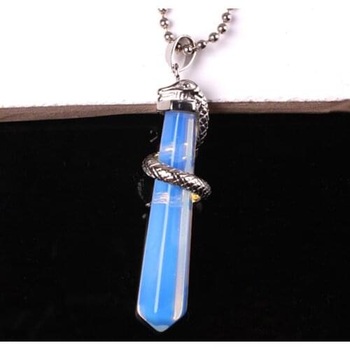 100-Unique Ethnic Style 1 Pcs Silver Plated Hexagon Prism Winding Snake Pendant For Amulet Opal Jewelry