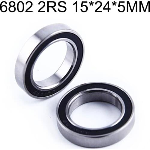 2pcs rubber sealed 440 stainless hybrid ceramic bearings S6802 6802 2RS 15*24*5mm with Si3N4 ball for 15mm shaft