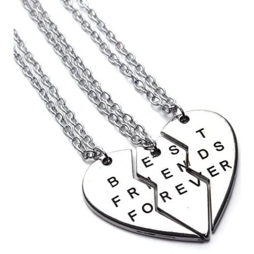 New Collier Choker Necklace Heart Pendant 3 Pieces Broken Best Friend Forever Necklace Women Necklace Jewelry Collares Mujer