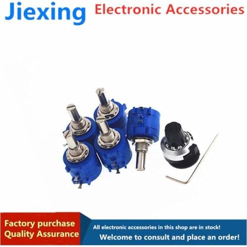 3590S-2-103L 3590S 10K ohm Precision Multiturn Potentiometer 10 Ring Adjustable Resistor+Turns Counting Dial Rotary 6.35mm Knob