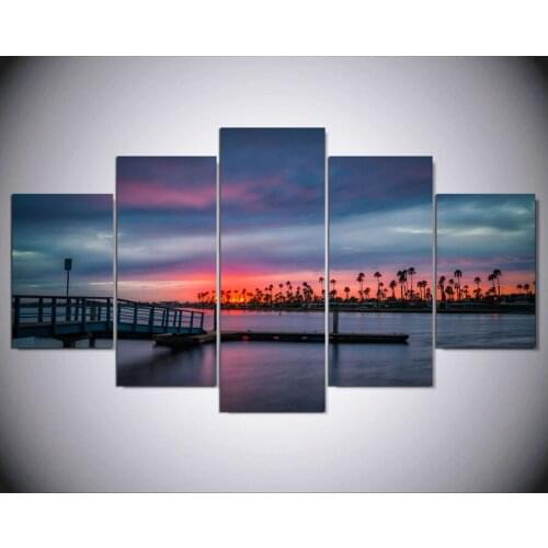 5 panel Modern hd Beautiful sunset Art print canvas art wall framed paintings for living room wall picture ny-596