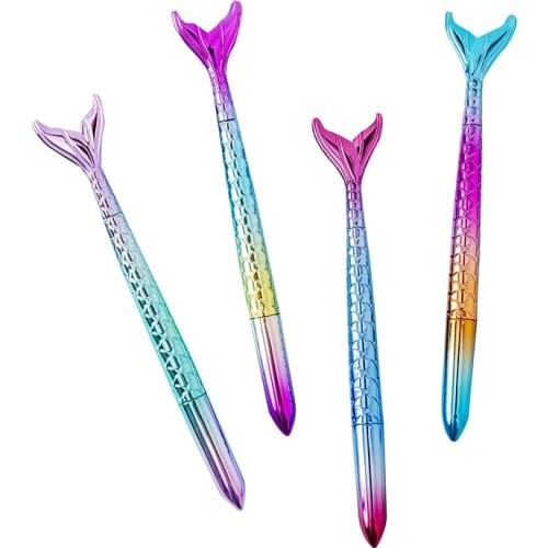 6 Pcs Colorful Faux-Metallic Mermaid Creative ball Pens Black Student Kawaii Gel Pen South Korea Stationery Wholesale