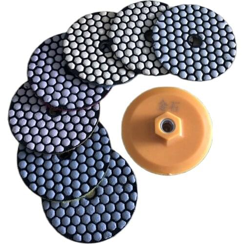 7PCS/Set 3inch 80mm Dry Polishing Pad Sharp Type Flexible Diamond Polishing Pad For Grinding Granite Marble Stone Sanding Disc