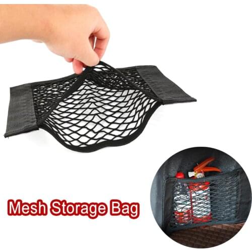 Car Back Rear Trunk Seat Elastic String Net Magic Sticker Mesh Storage Bag Pocket Cage Auto Organizer Seat Back Bag 40*25cm