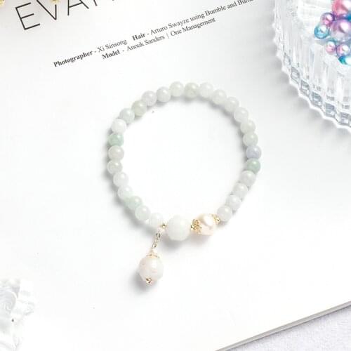 White Green Natural Jade Stone Beads Womens Bracelets Freshwater Pearls Handmade Bracelet Lucky Fashion Jewelry Gifts YBR241