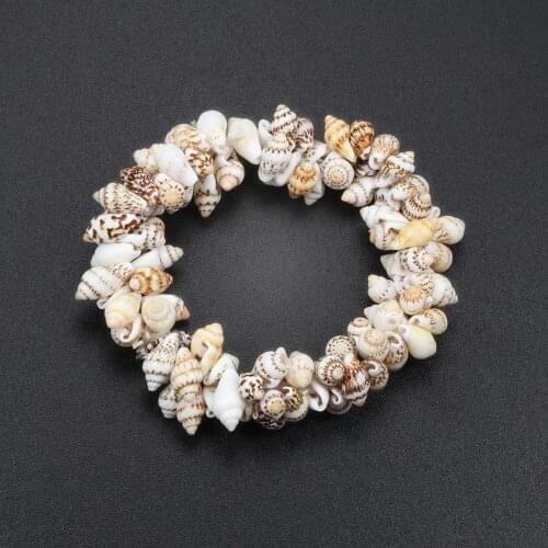 Bohemia Natural Conch Shell Bracelets Elastic Rope Summer Beach Seashell Charm Bracelets&Bangles Fashion Jewelry for Women Gift