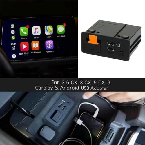 For Apple Carplay Android Auto USB Aux Adapter Hub Retrofit for Mazda 2 Mazda 3 Mazda 6 CX-3 CX-5 CX-9 TK78-66-9U0C