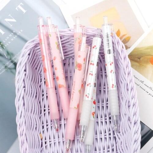 40PCS Cute Soft Cute Cartoon Fruit Water-based Black Gel Pen Press-type Signature Pen for Students' Examination Cute Stationery