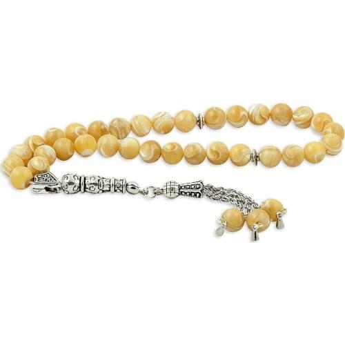 Double Color Mother of Pearl Handmade Rosary with Sphere Shaped
