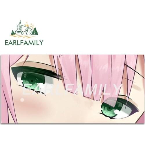 EARLFAMILY 13cm x 6.3cm for Zero Two Eyes Anime Car Stickers Graffiti Vinyl Decal Vinyl Car Wrap Waterproof Refrigerators Decor