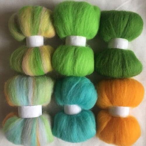 WFPFBEC 70s feltro mixed clolrs feutrine naaldvilten lana merino wool fibre roving for needle feling kit wool diy crafa 10g/bag