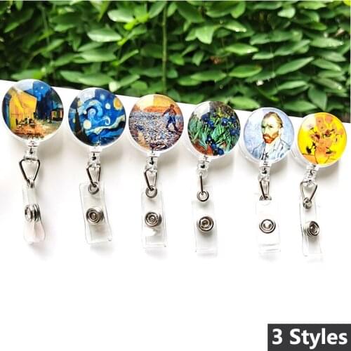 FIMAODZ New Design Van Gogh Brooch Sunflower Starry Night Art Painting Glass Round Lapel Pins Badge Fridge Magnet Jewelry Gift