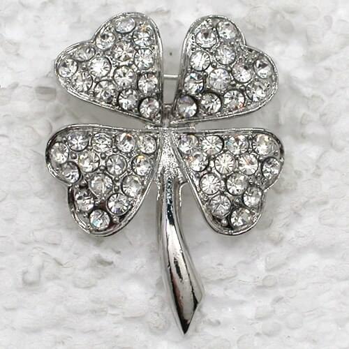 Hot sell clover Brooch Clear Rhinestone Pin brooches C821 A