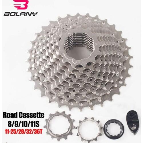 BOLANY Road Bike Cassette 8/9/10/11 Speed 11-25/28/32/36T Cassettes Ultralight Bicycle Freewheel Derailleur Cycling Accessories