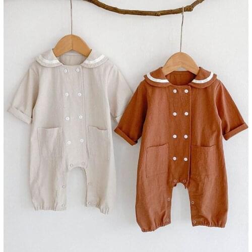 Naval Style Newborn Baby Boys Girls Jumpsuit Cotton Long Sleeve Toddler Baby Boys Girl Romper Spring Autumn Baby Girls Clothes