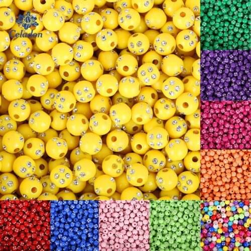 100pcs/lot 8mm Round Shiny Acrylic Beads Loose Spacer Beads for Jewelry Making DIY Bracelet Necklace