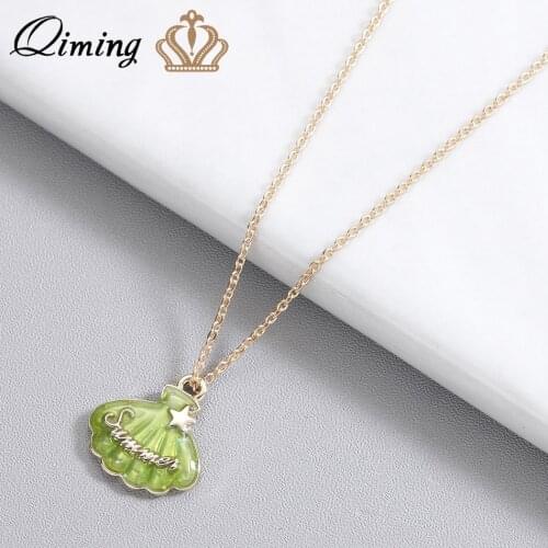 Summer Star Shell Necklace For Gils Women Statement Jewelry Gold Chain Green Shell Pendant Necklaces Party Gift