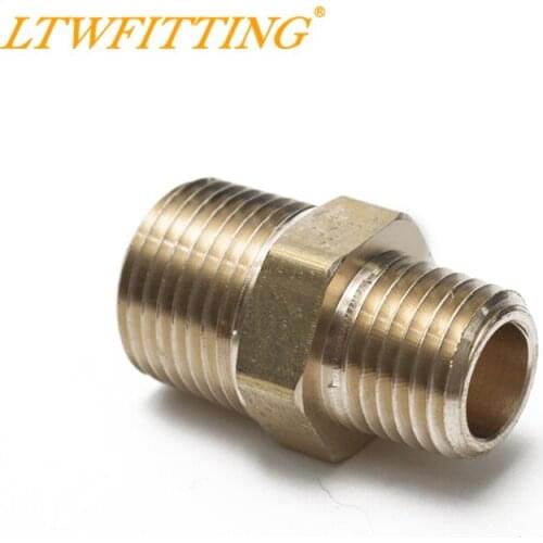 LTWFITTING Brass Pipe Hex Reducing Nipple Fitting 3/8" x 1/4" Male NPT