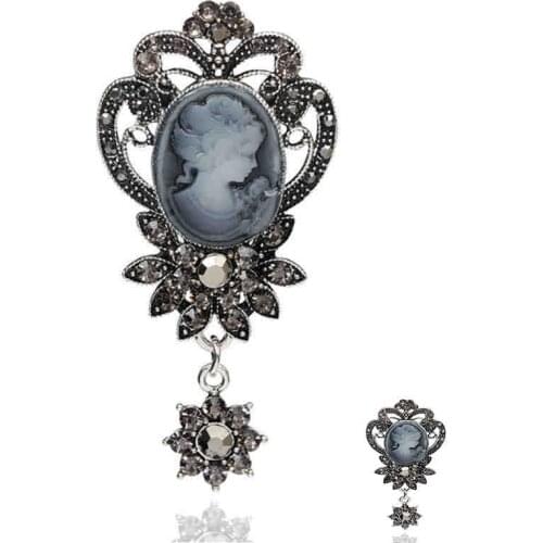 Fashion Unisex Retro Good Quality Vintage Metal Hollow Carved Shell Cameo Brooch Section For Anniversary Jewelry Best