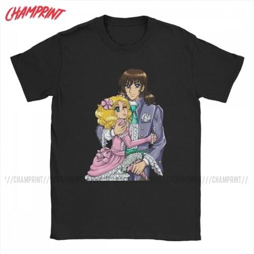Mens T-Shirts Candy Candy And Terry Grandchaste Funny 100% Cotton Tee Shirt Short Sleeve Anime T Shirts Crewneck Tops Printed