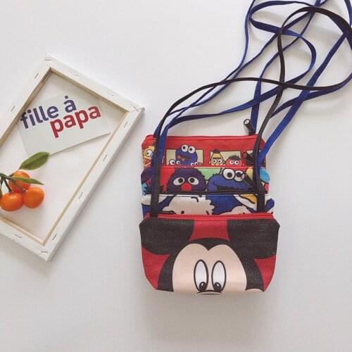 Disney 2021 New Trendy Canvas Shoulder Bag Korean Cartoon Student Coin Purse Girl Messenger Bag Fanny Pack for Kids