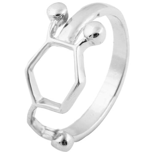 Wholesale 10pcs/lot Fashion Dopamine Molecule Ring Chemistry Science Jewelry Geeks Punk Style Rings Men Women Can Mix Color