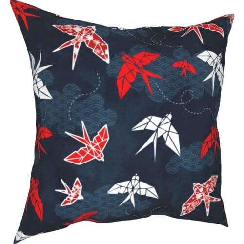 Origami Swallow Navy Blue Pillowcase Printing Fabric Cushion Cover Decorative Chinese Pillow Case Cover Home Dropshipping