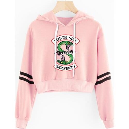 Popular Riverdale - Womens Cropped Hoodie, South Side Snake Print Clothing Girls navel hoodies Casual sweatshirt Sexy tops