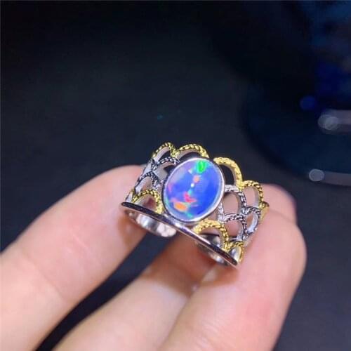 PROCOGEM Brilliance Natural Opal Rings for Women Party Engagement Gifts 1.1Ct Real Gemstones 925 Sterling silver #687