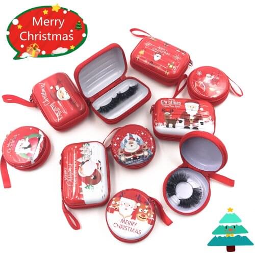 Christmas Eyelash Packaging box with zipper lashes Case New Lash Boxes With Trays Bulk 25mm Mink Lashes packaging Box makeup